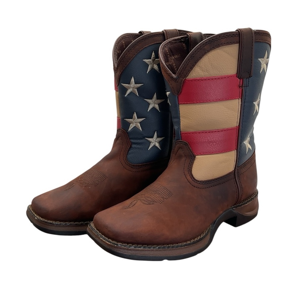 Durango Brown Leather woman Western‎ Boot - USA  Flag Accent size 5